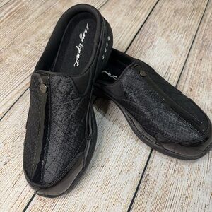 Easy Spirit Traveltime 12 Black Silver Patent Clogs 8W NWOT